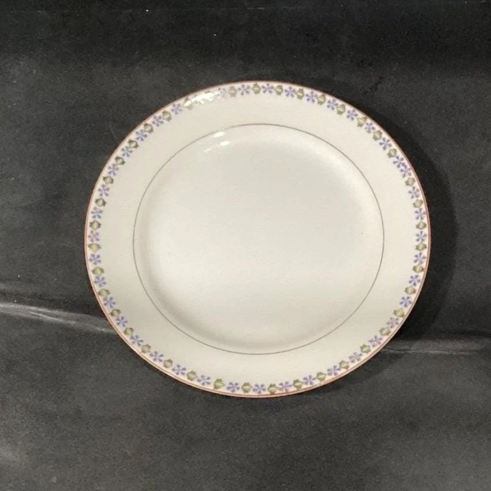 Noritake China Nippon Salad Plates, Set of 4,‎ Blue Cornflowers & Green Leaves